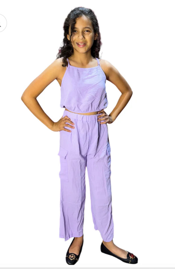 Set 2 piezas morado niña pantalón camisa Chic mi CSG1208-9