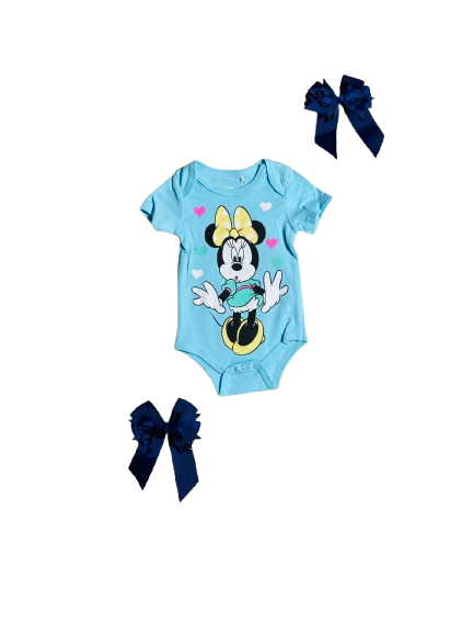 Mameluco azul celeste Minnie bebe niña
