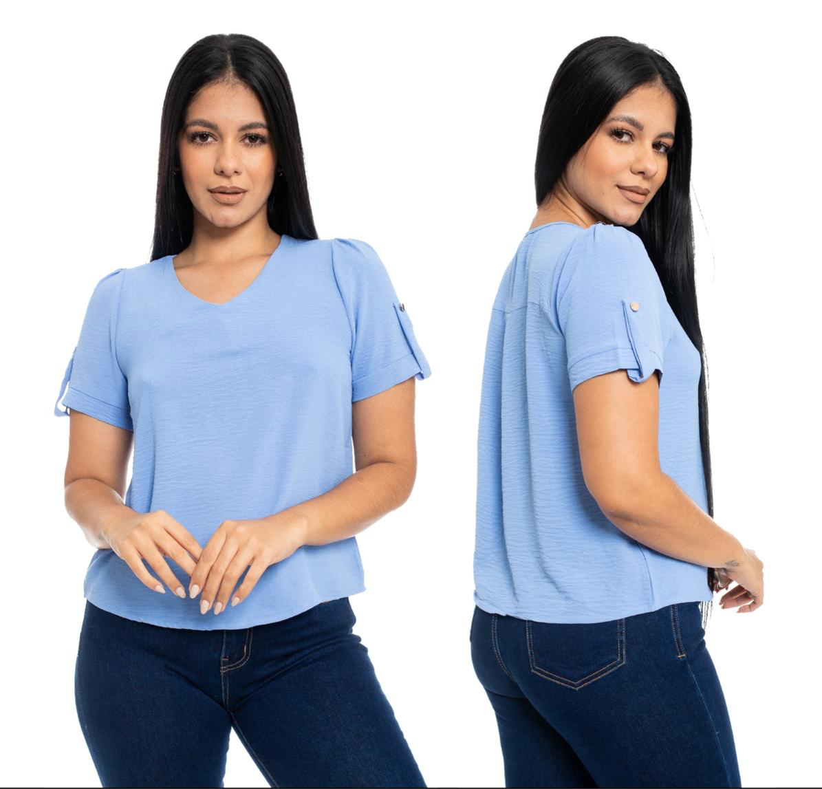 Camisa para dama Azul Chic mi CTD1199-34 445390 promo 3x1000