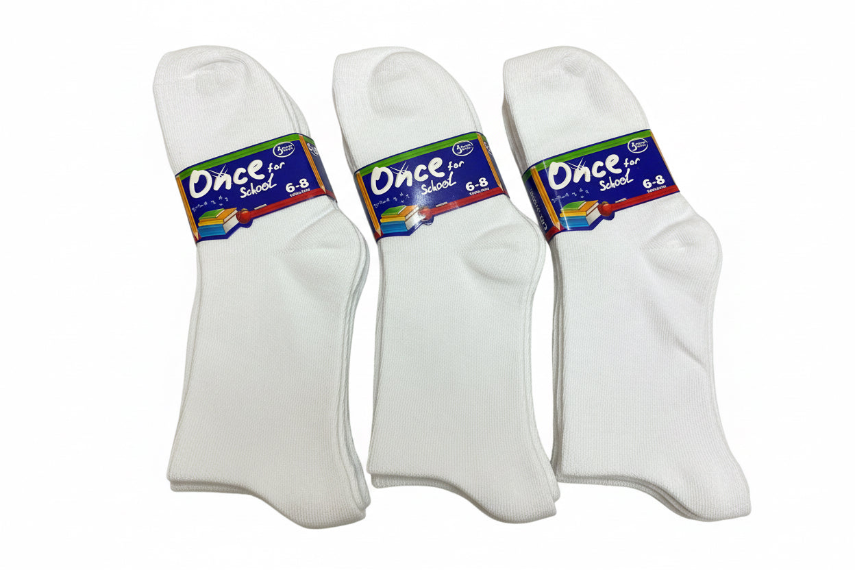 Set 3 calcetas calcetines escolar 6/8 blancas niño niña