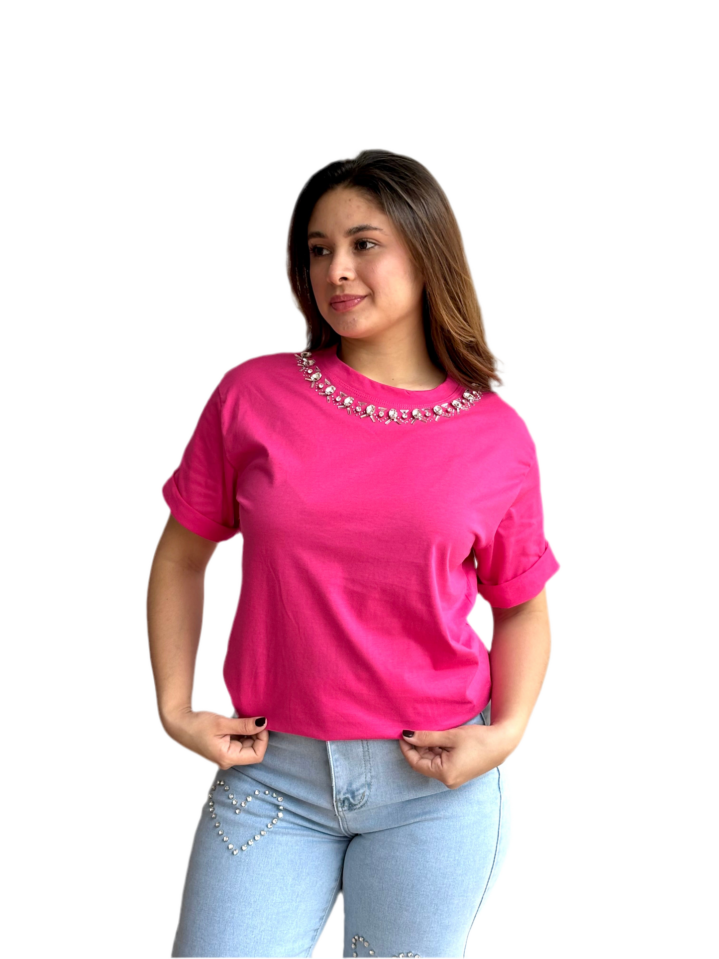 Camisa Blusa Dama rosada brillos CTD1128-19 590390