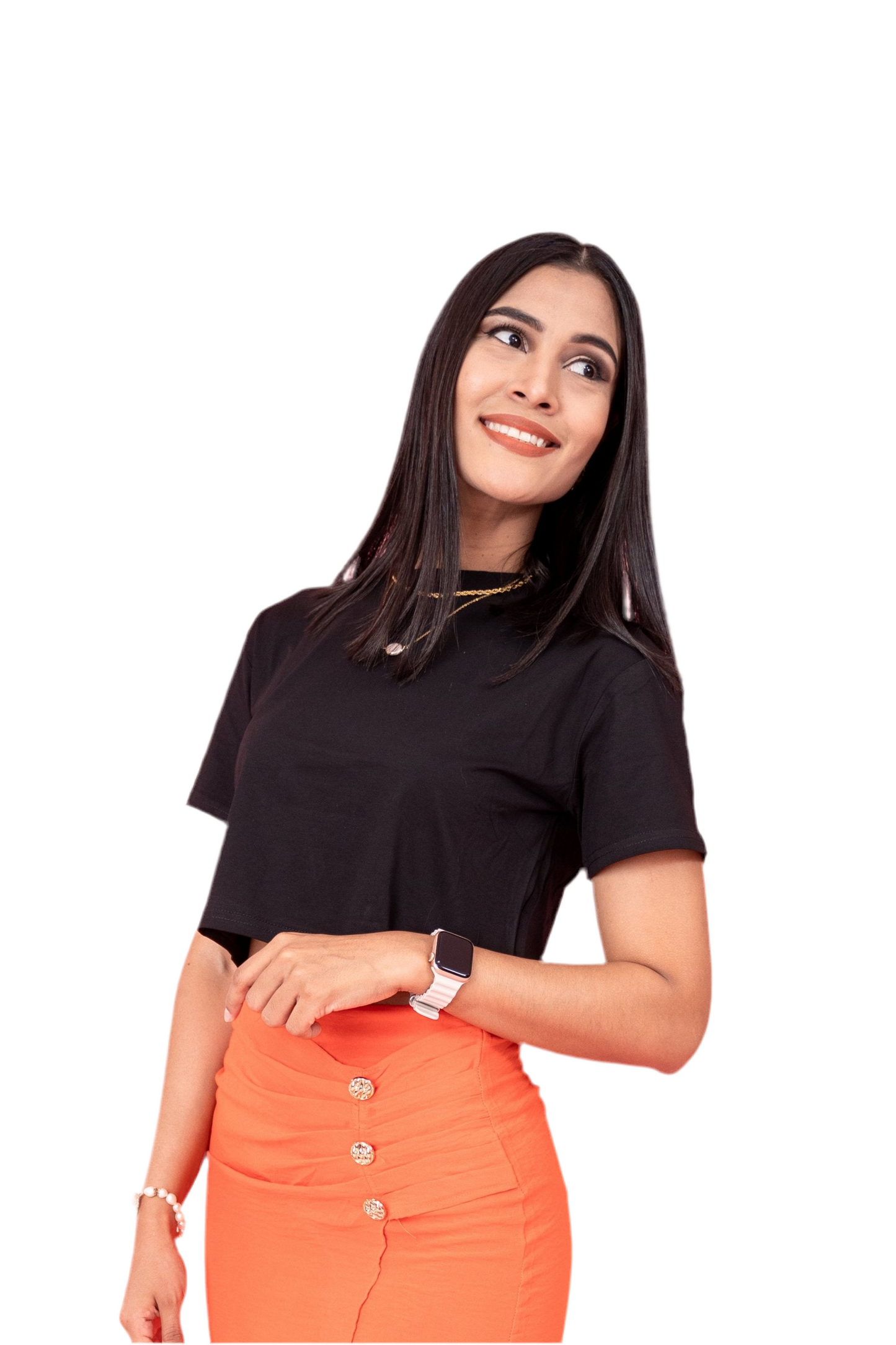 Camisa crop top basic algodón camiseta dama mujer negra CTD1155-5 390290