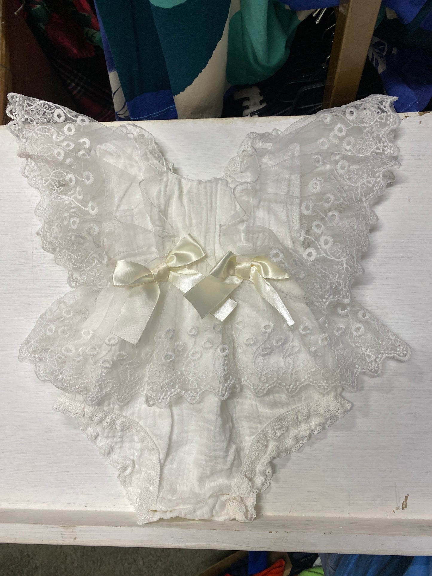 Vestido blanco bebe niña encaje FT67700A2 mameluco