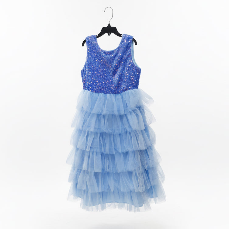 Vestido azul celeste escarchado gala eventos On