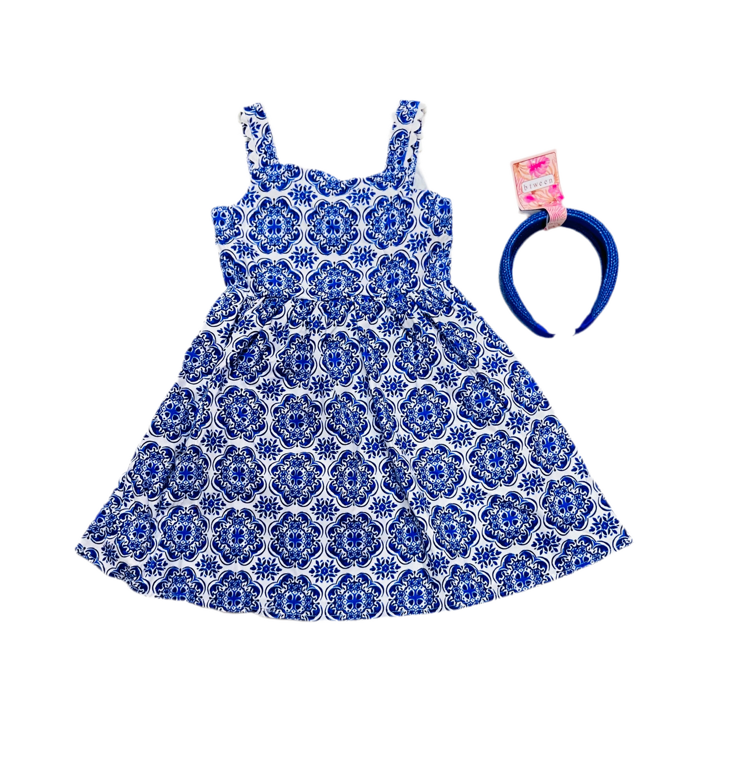 Vestido azul niña con diadema btween