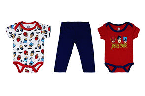 Set 3 piezas mameluco bebe niño buzo liga de la justicia C9-JL-860B