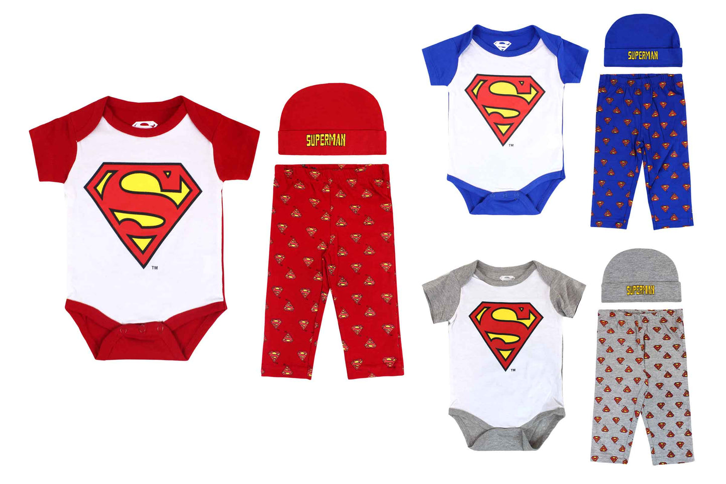 Set 3 piezas mameluco bebe niño superman rojo C9-SM-859B 490390
