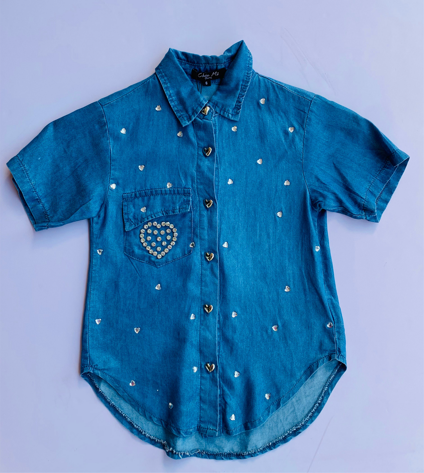 Camisa niña Jeans azul oscuro corazones Chic mi CTG1188-28 590390