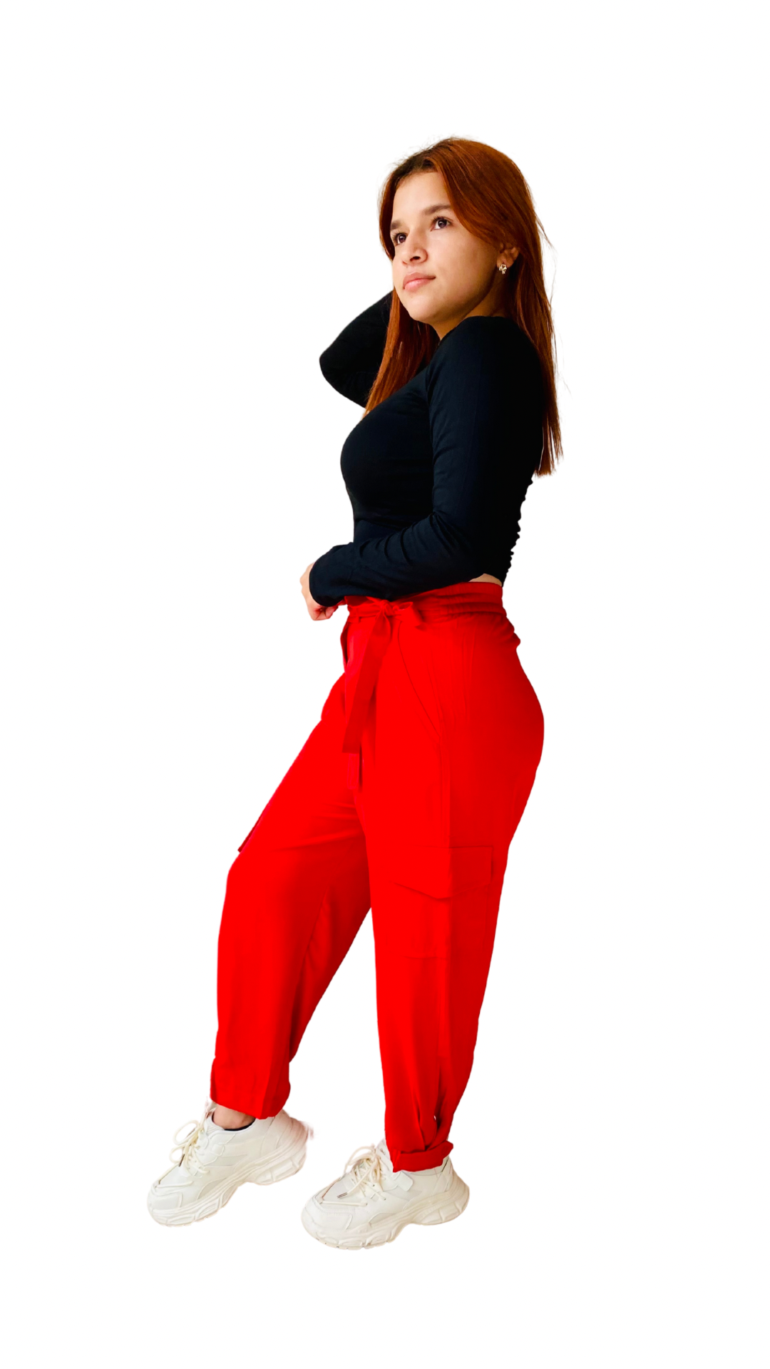 Pantalón tela cargo dama Rojo PR3-965 690590490