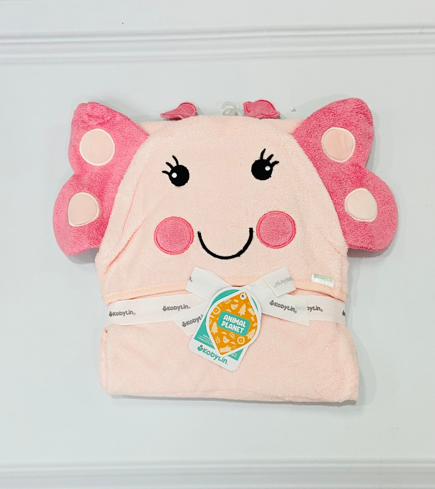 Toalla baño Rosada mariposa kobytin bebe niña