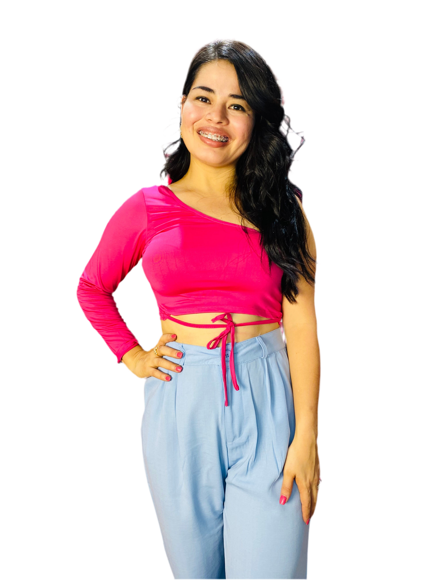 Camisa una manga larga mujer dama Intrigue INT1-670 fucsia 390290 promo 4x1000
