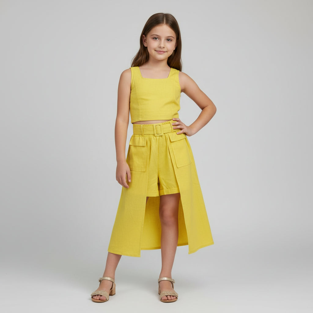 Set niña falda camisa amarillo CGS1208-16 590490 promo