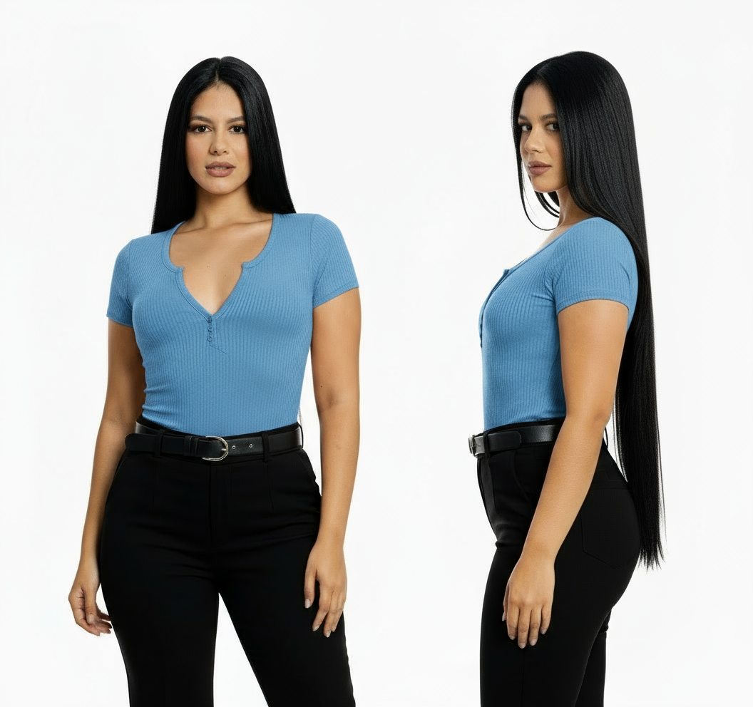 Camisa dama blusa CTD1170-1 390290 azul celeste