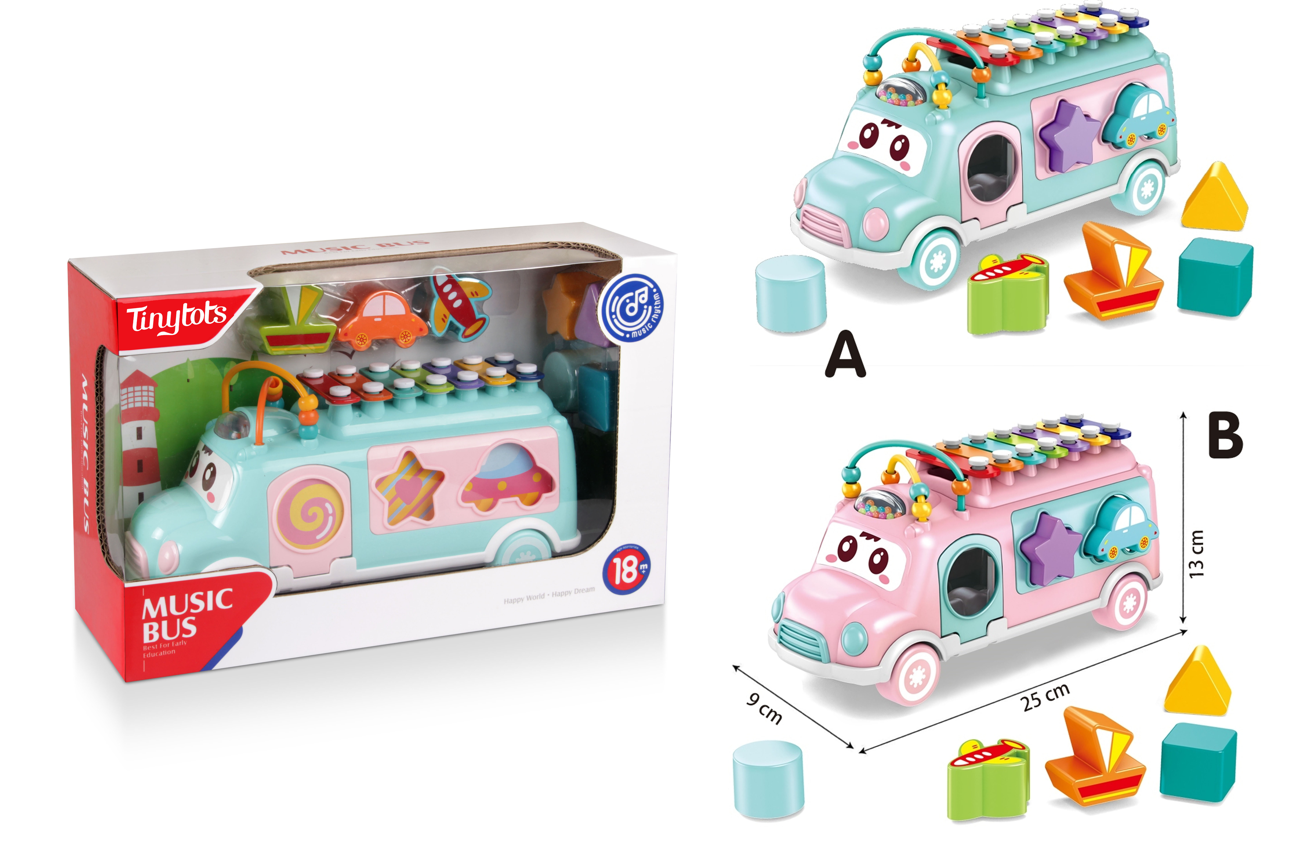 Juguete carro piano musical rosado bebe niña Tinytots HE8019