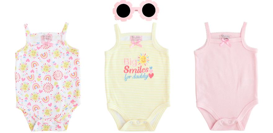 Set 3 mamelucos gafas de sol bebe niña amarillo Tinytots AP15180
