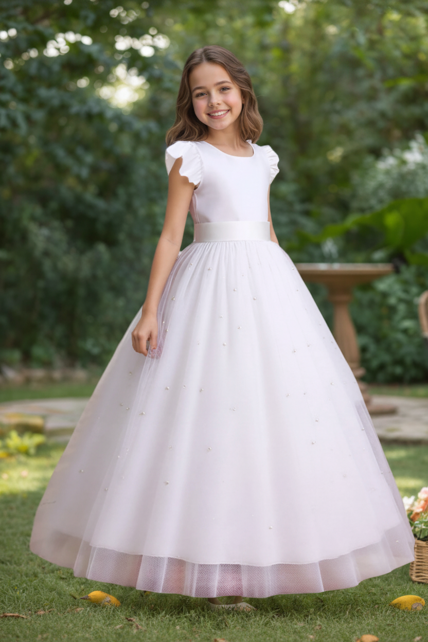 Vestido blanco gala evento niña sk2411264534630101
