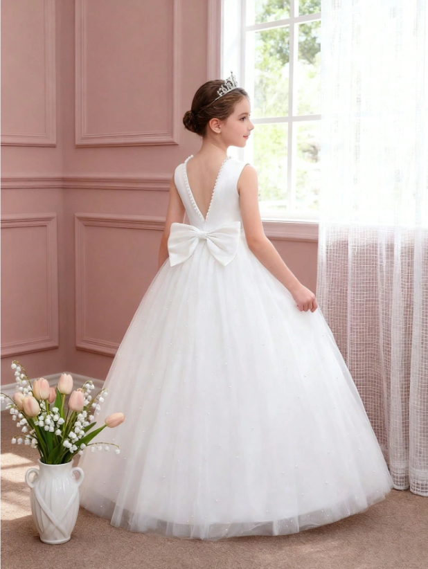 Vestido blanco gala evento niña sk25033114594614321