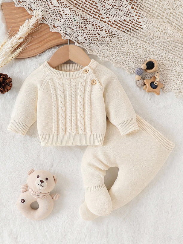 Set conjunto sueter beige pantalon beige bebe niño sa25071767874283331