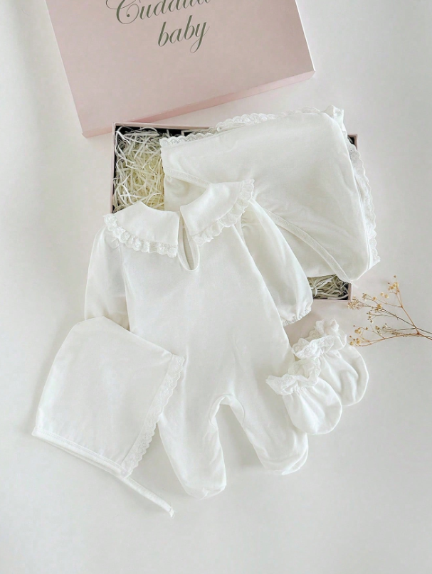 Set conjunto 4 piezas bebe niño niña enterizo gorro sabana guantes sa25053093537227322