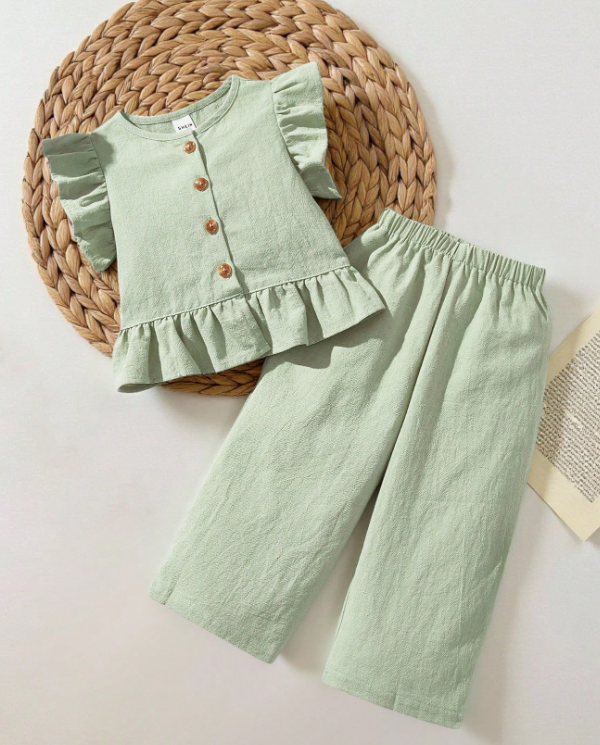 Set conjunto camisa verde pantalon verde bebe niña sa2411226269569776