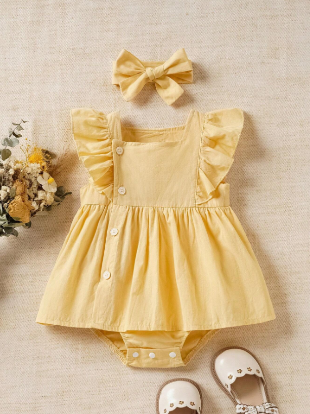 Vestido diadema amarillo bebe niña sa2403269654698181