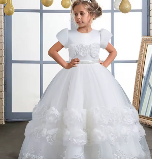 Vestido blanco gala evento niña
