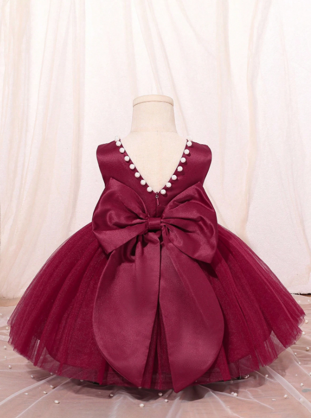 Vestido rojo vino evento gala bebe niña sa25081112247184774