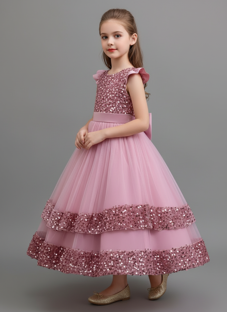 Vestido rosado gala niña