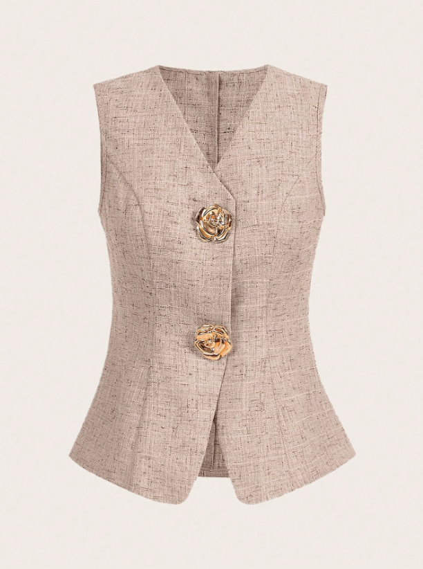 Camisa blazer chaleco beige dama mujer sz25042330307393381