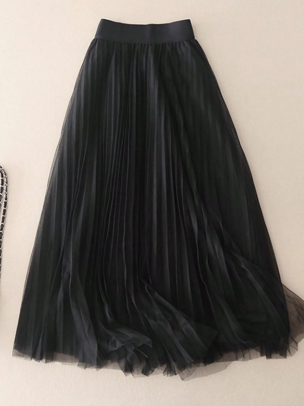 Falda plizada negra dama mujer sz25031127505134312