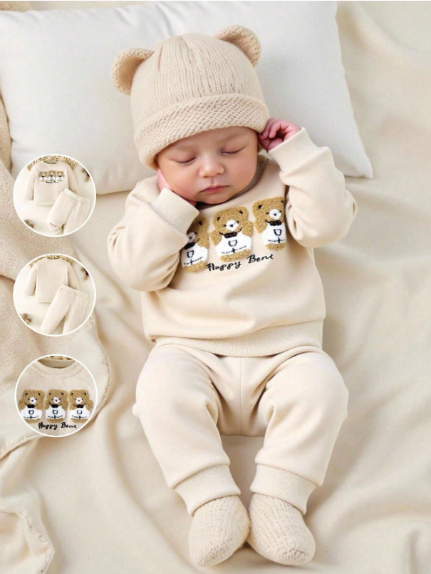 Set conjunto 2 piezas sueter pantalon bebe niño beige salida hospital sa25060561045233081