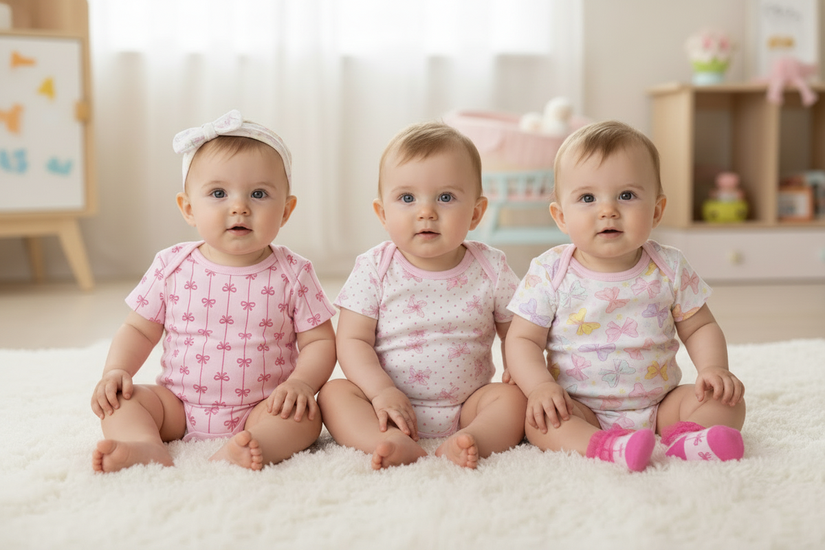 Set 5 piezas mameluco binca calcetines bebe niña rosado Tinytots D03717TT