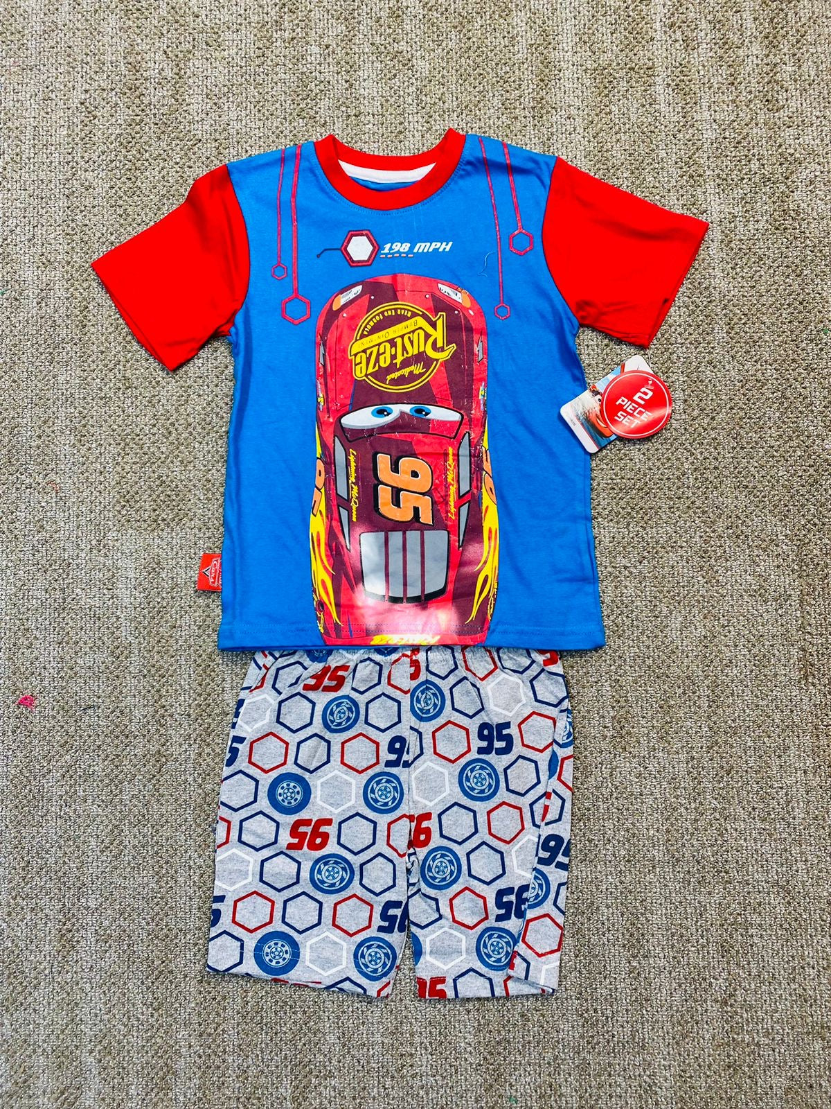 Set 2 piezas rayo McQueen cars short camisa azul rojo niño