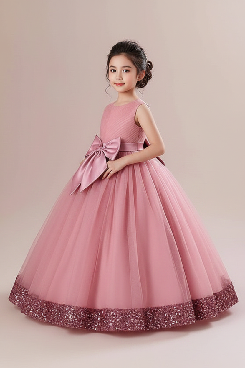 Vestido niña rosado largo para evento de gala sk2411219880069885