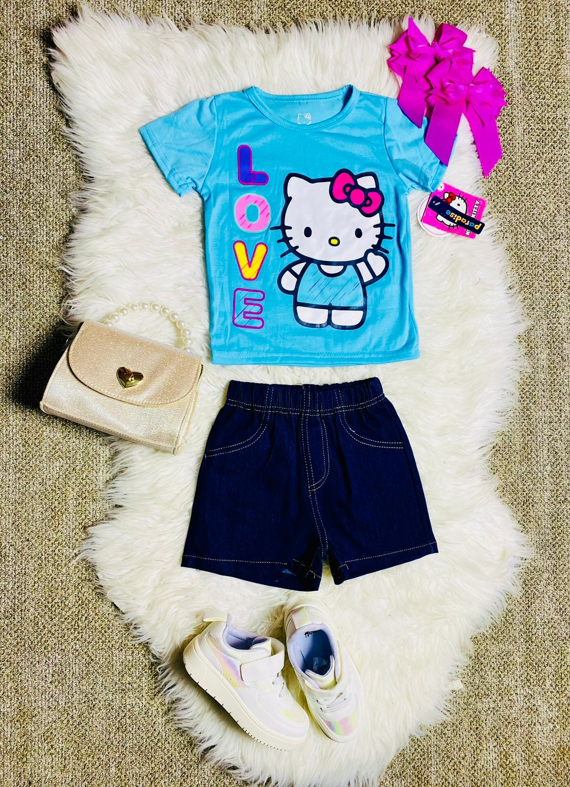 Set 2 piezas niña camisa azul celeste Hello Kitty H9-HK-103D 490390