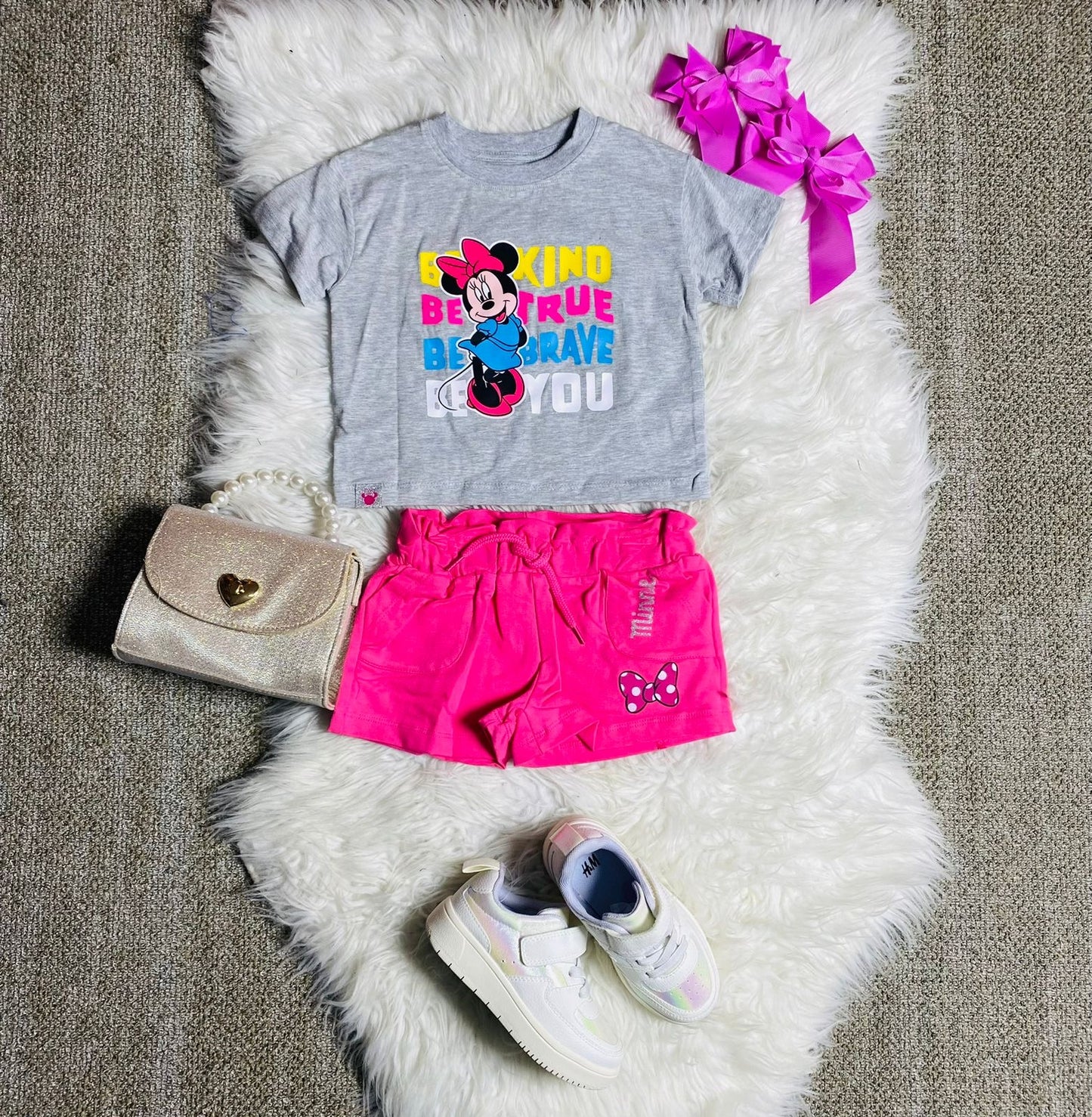 Set 2 piezas camisa gris bebe niña minnie disney promo 2x1000