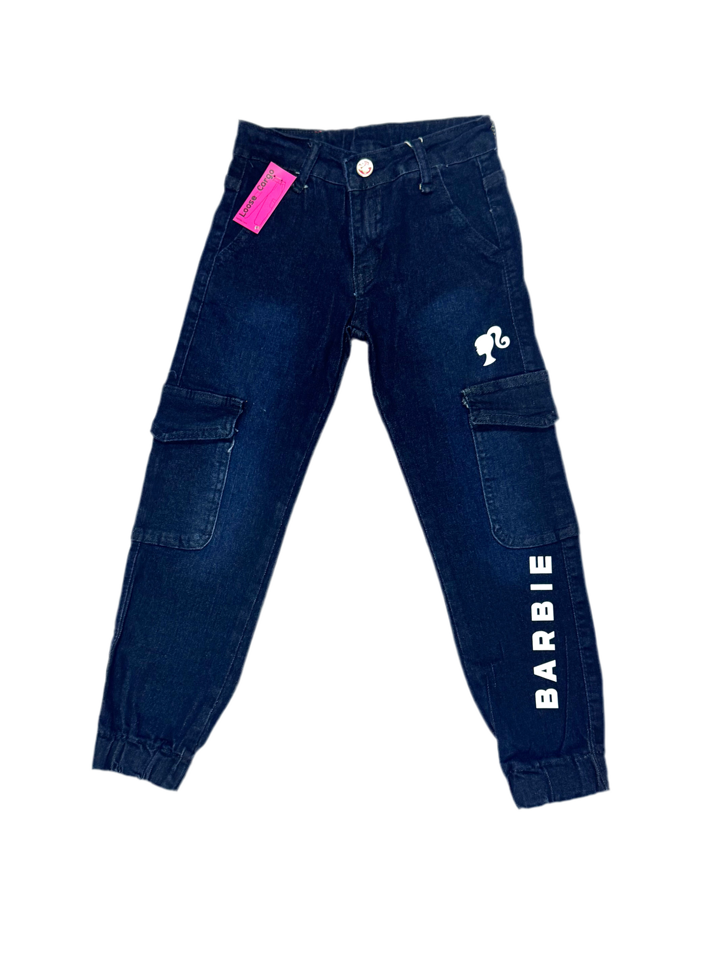 Pantalon jeans azul oscuro cargo niña Barbie Disney BA-89986