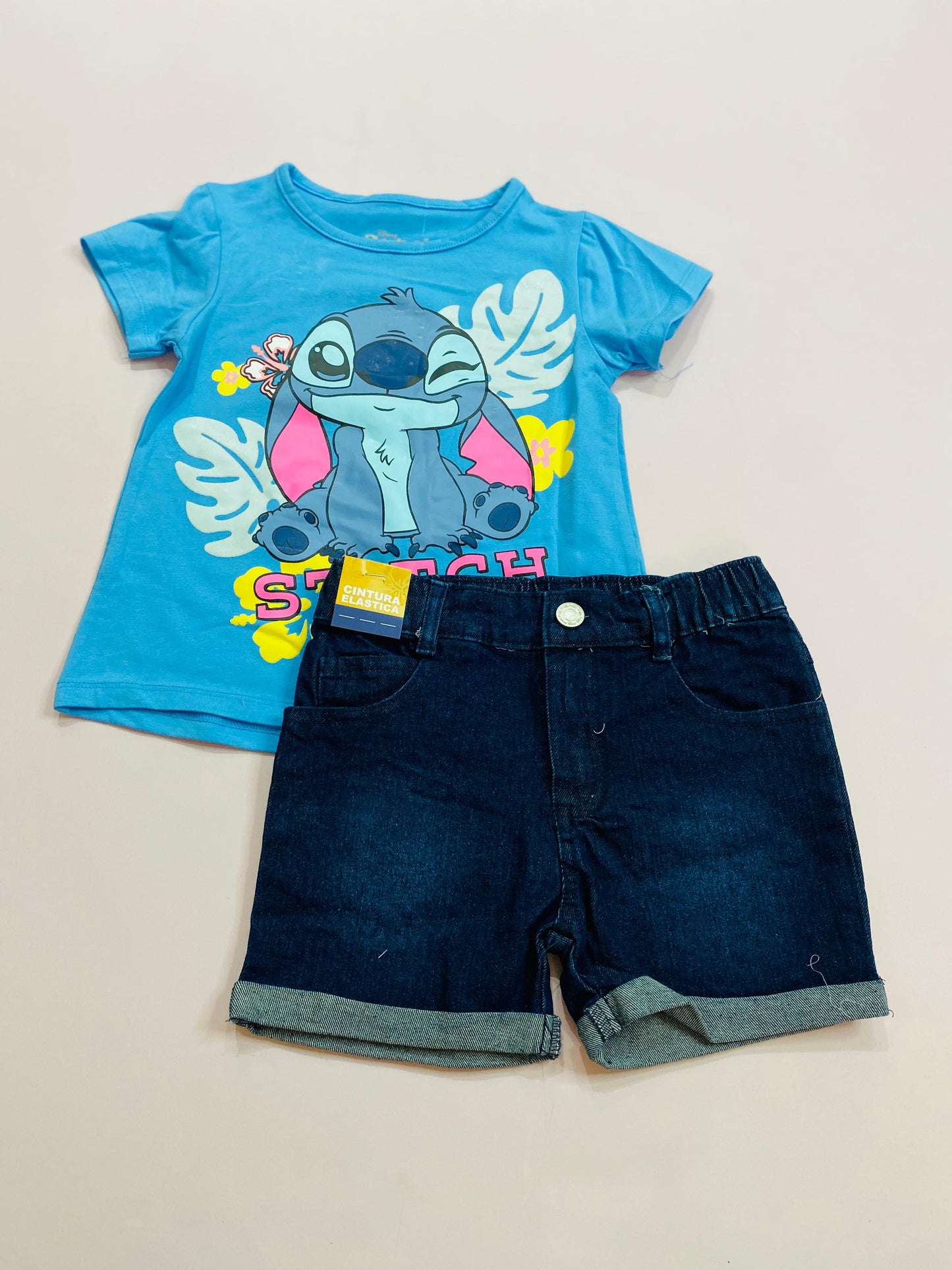 Set Conjunto para niña short jean Stitch azul D9-STI-100D