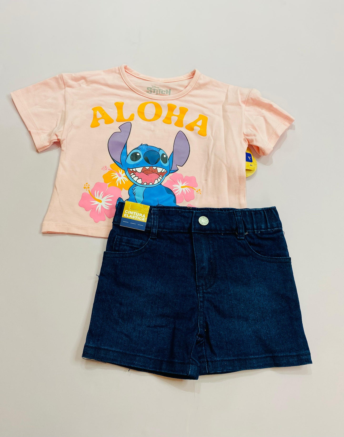 Set Conjunto para niña short jean rosado Stitch D9-STI-104D