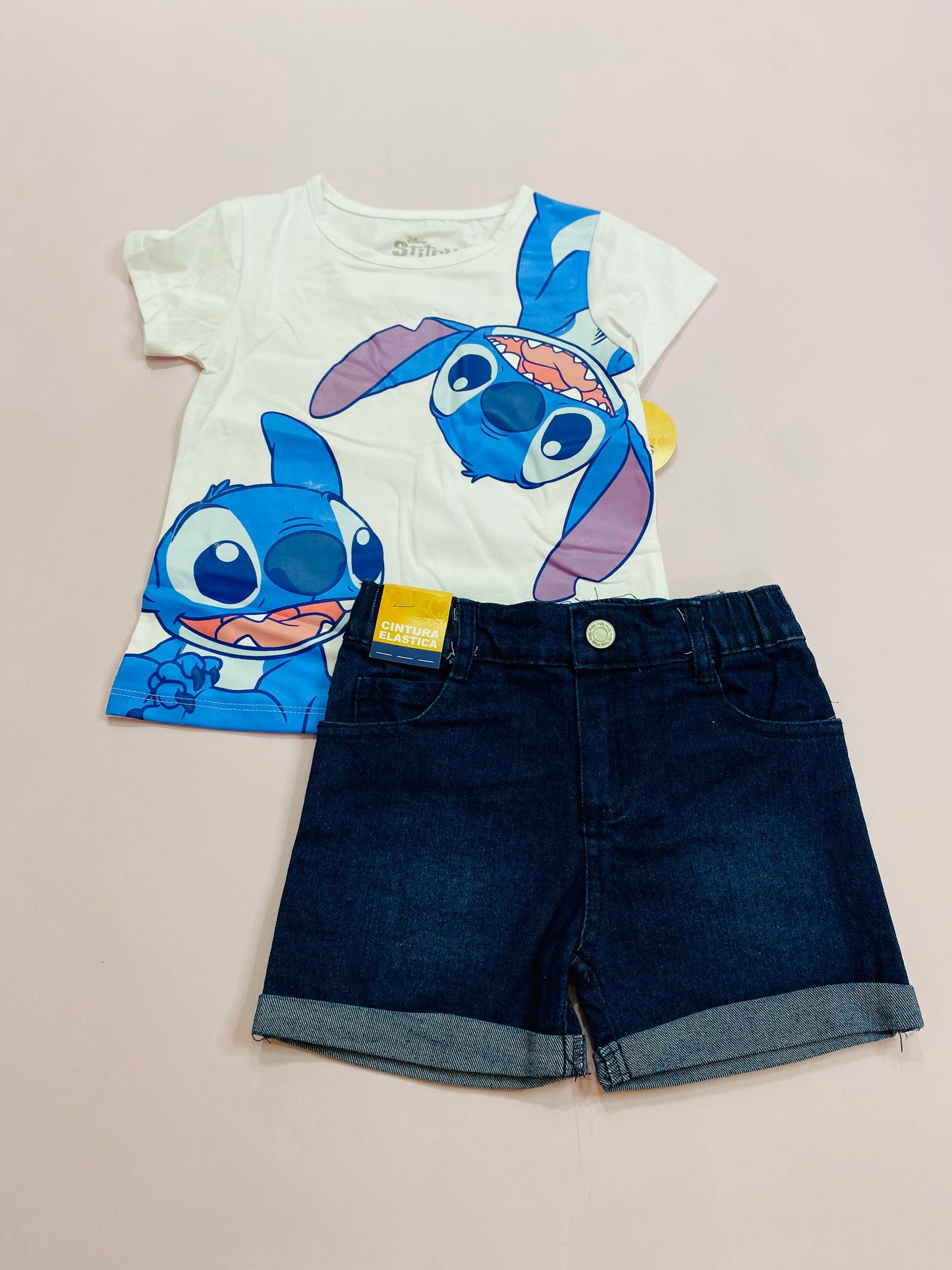 Set Conjunto para niña short jean blanco Stitch D9-STI-105D