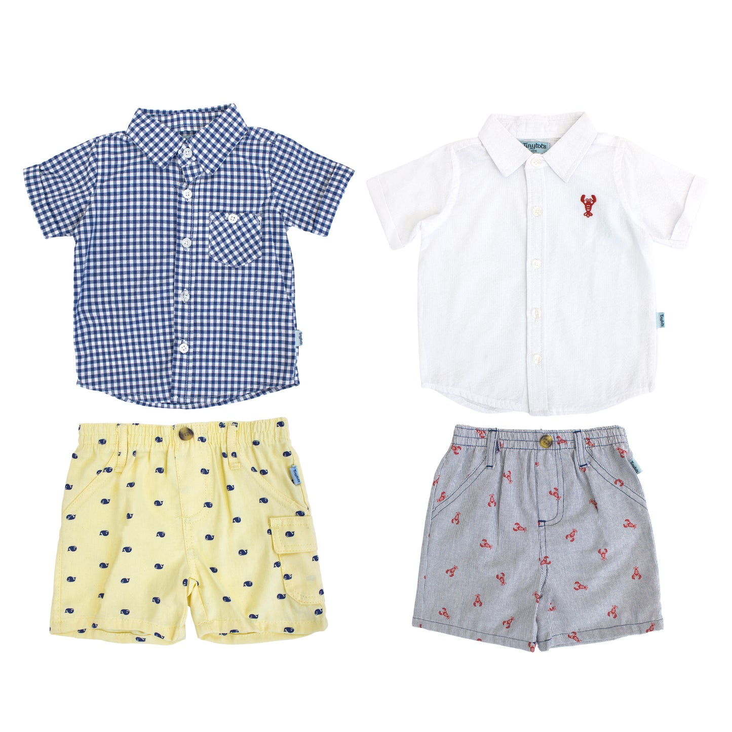 Set conjunto 2 piezas mameluco azul short amarillo bebe niño Tinytots D94590TT