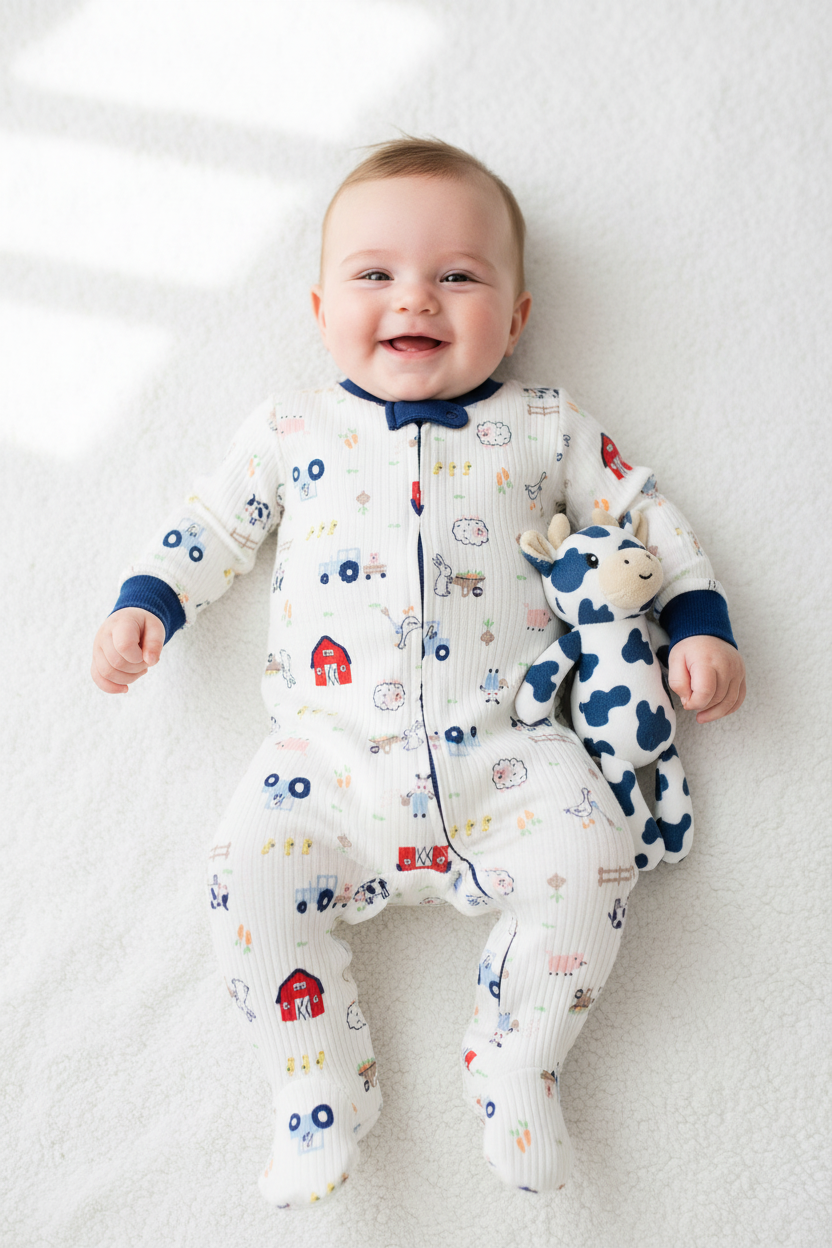 Pijama mameluco y peluche apego blanco casa bebe niño Tinytots DA3245-ASTTT