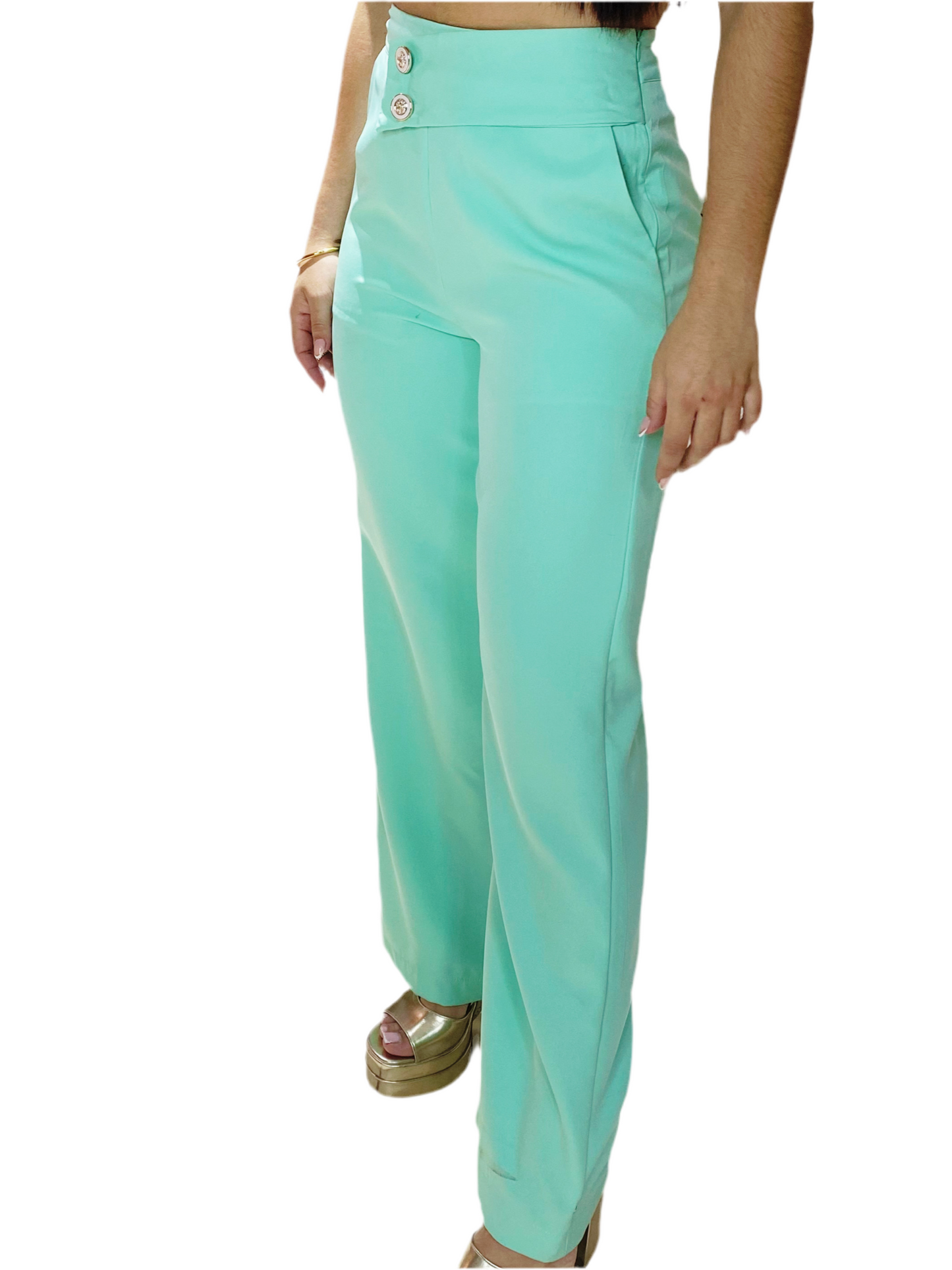 Pantalon Dama Tela Formal verde menta INT3-1734 690590490 promo 3x1000