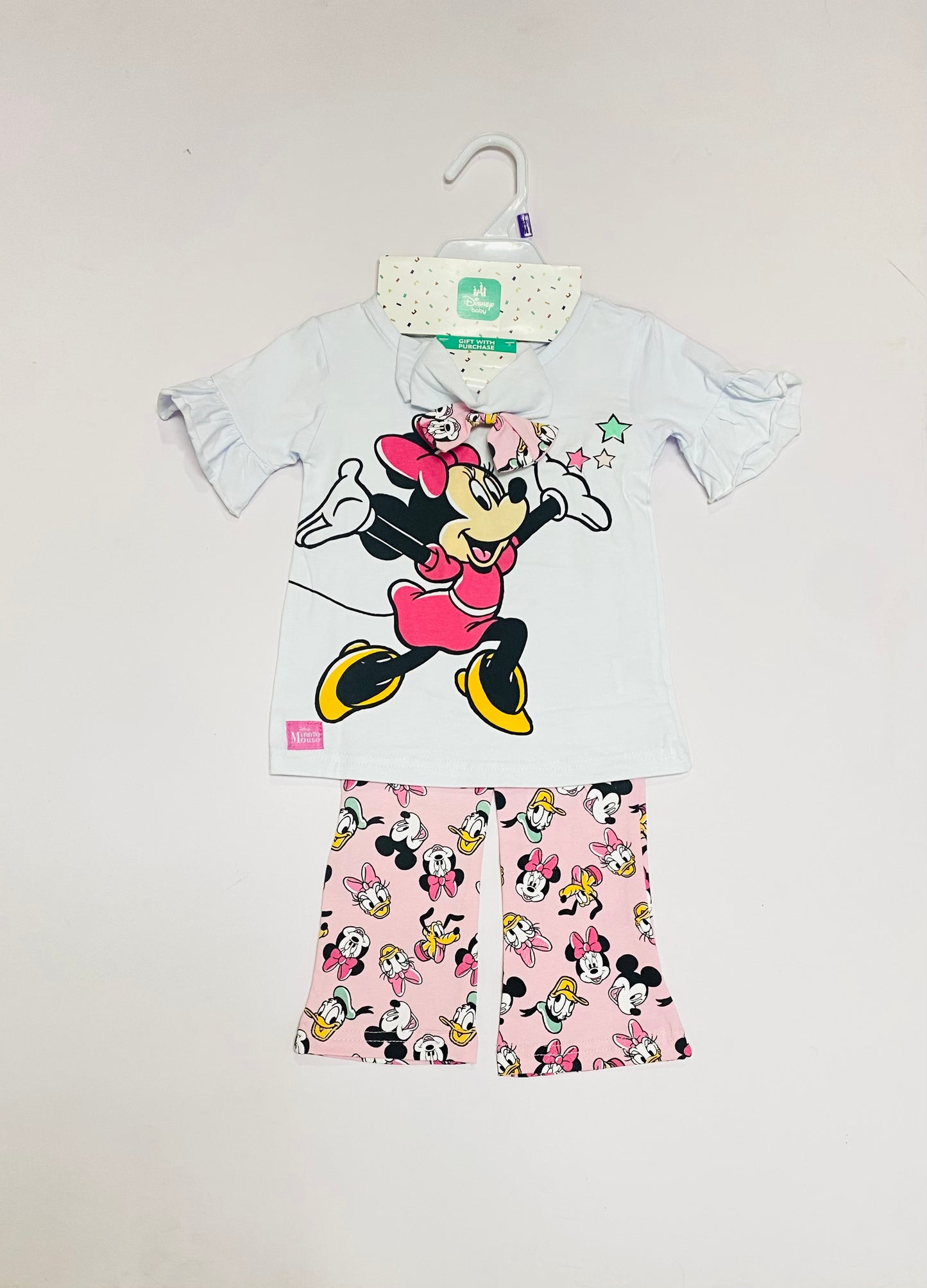 Set conjunto 2 piezas camisa blanca pantalón rosado Minnie niña D9-MI-1286B