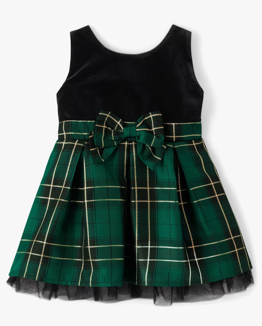 Vestido cuadros verde negro niña Childrens Place 96216304