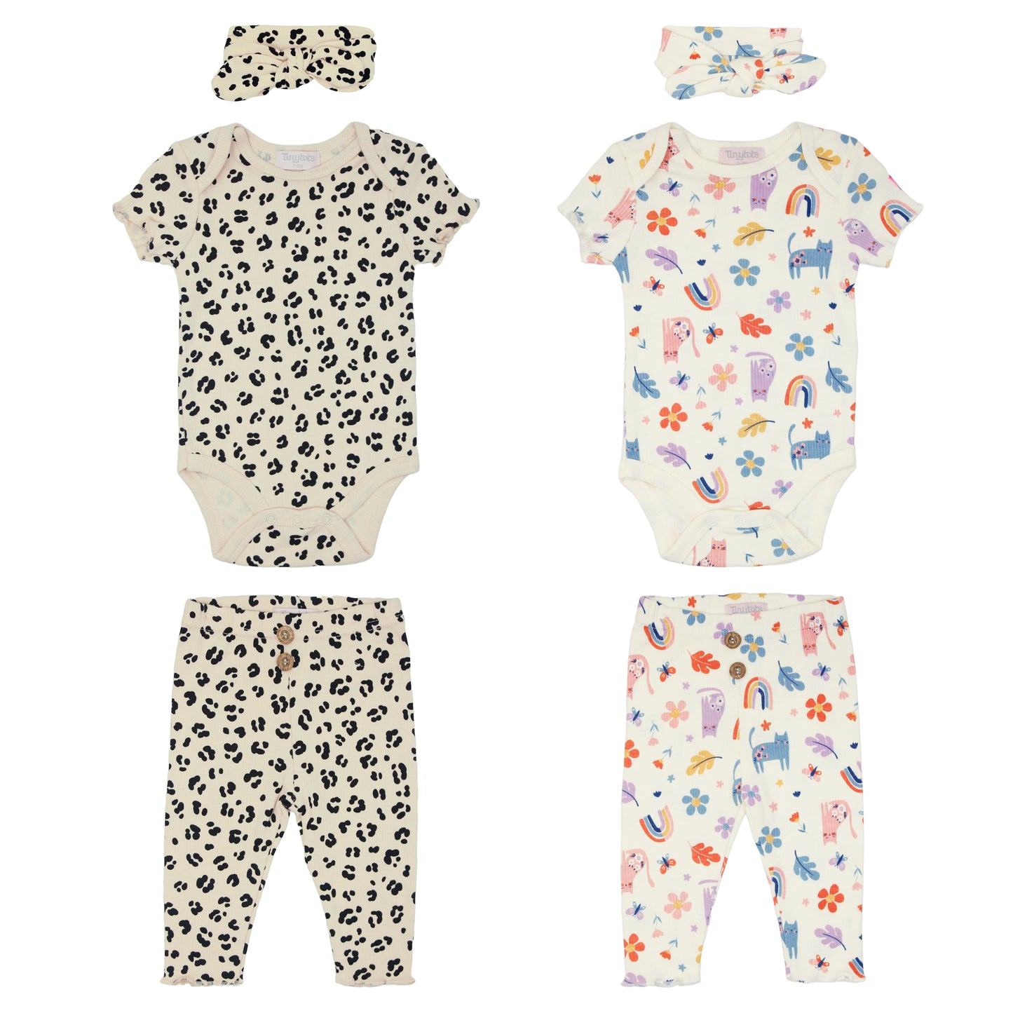 Set 3 piezas mameluco diadema pantalon blanco arcoíris bebe niña Tinytots E146H203GB