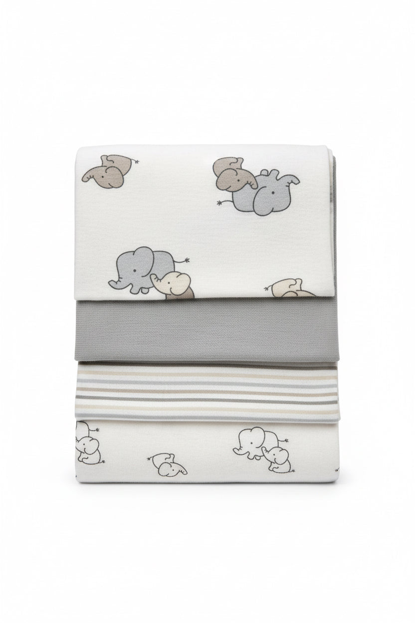 Set 4 sabanas cobijas bebe niño elefante