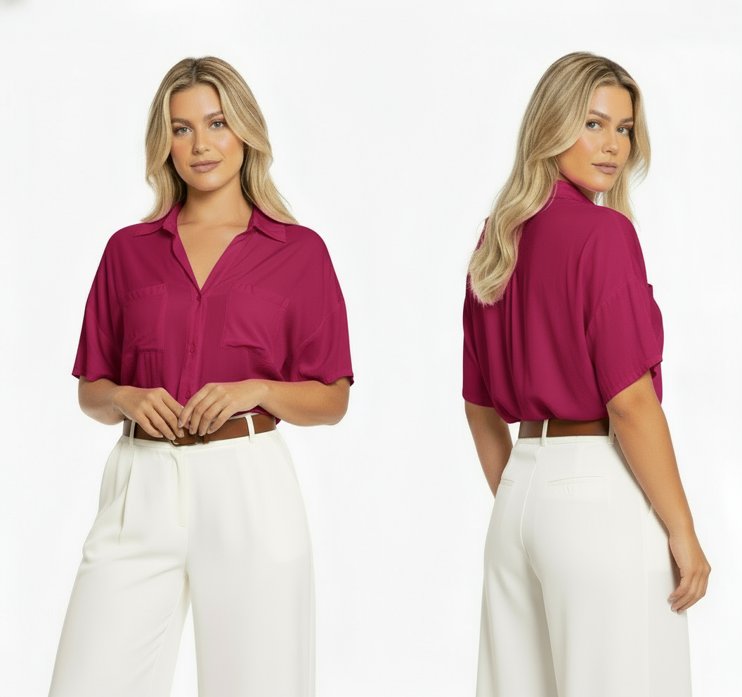 Camisa dama rosado fucsia chic mi CTD1014-16 490390 promo 3x1000