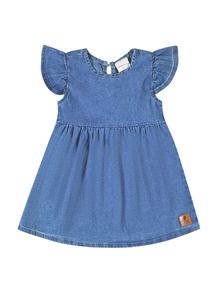 Vestido azul jean quimbybaby bebe niña 34132-184025 revuelos denim