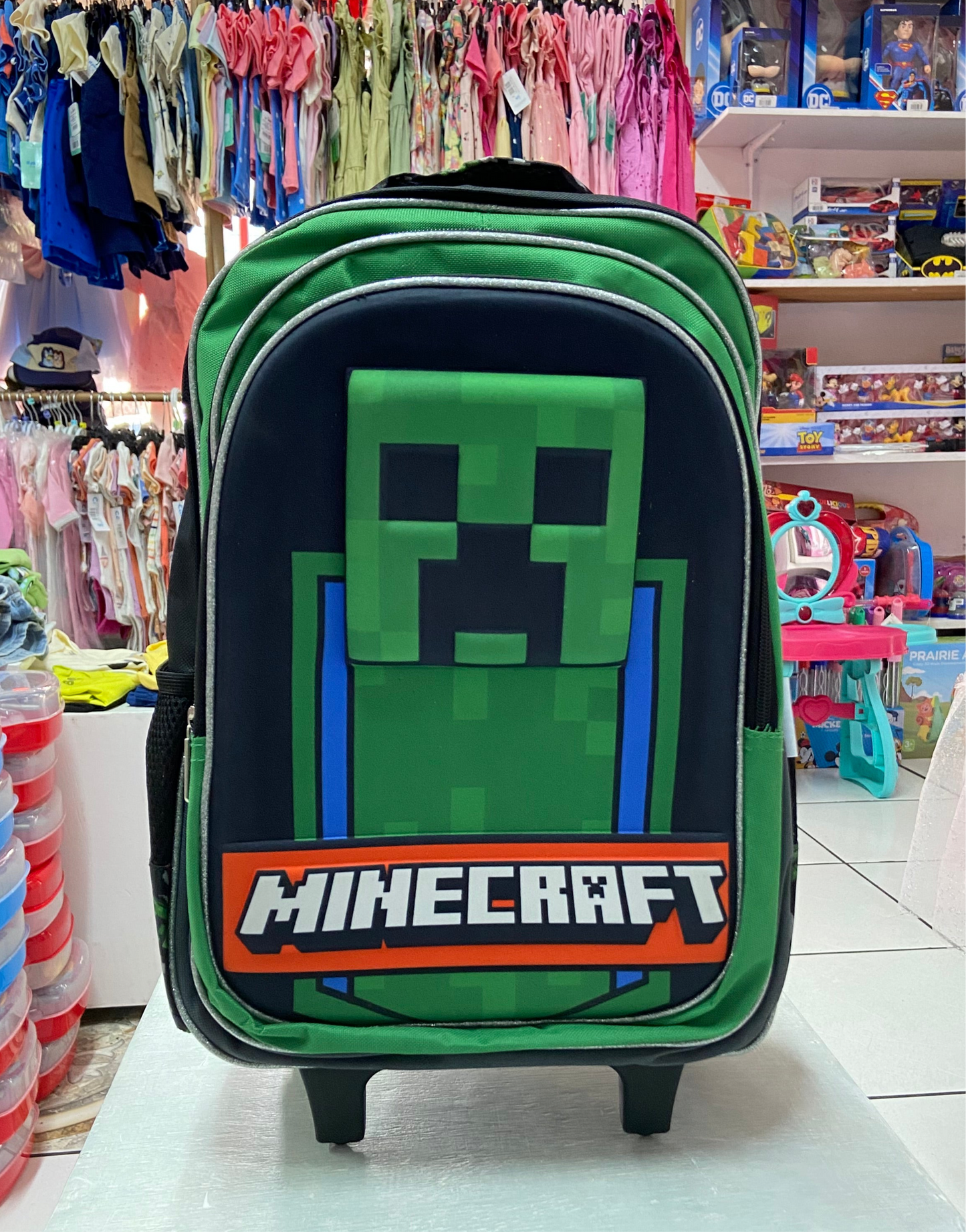 Mochila con ruedas minecraft verde 16 pulgadas M34-220202